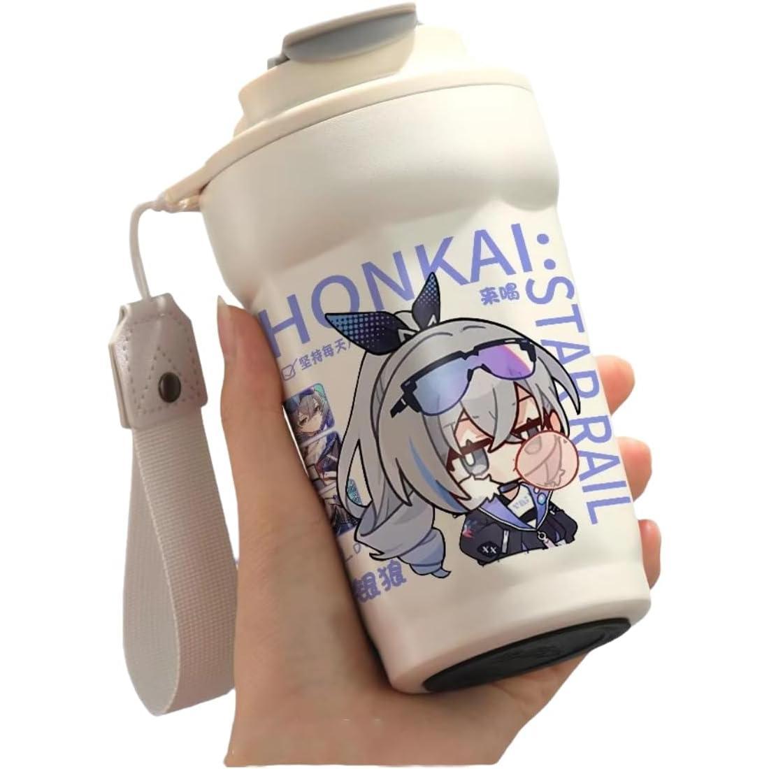 Star Rail Travel Mug Sparkle - 316 Stainless Steel Insulated Coffee Cup with Dual-Use Lid - Leak-Proof Design & Portable Hand Strap - Anime Gaming Gift for Fans