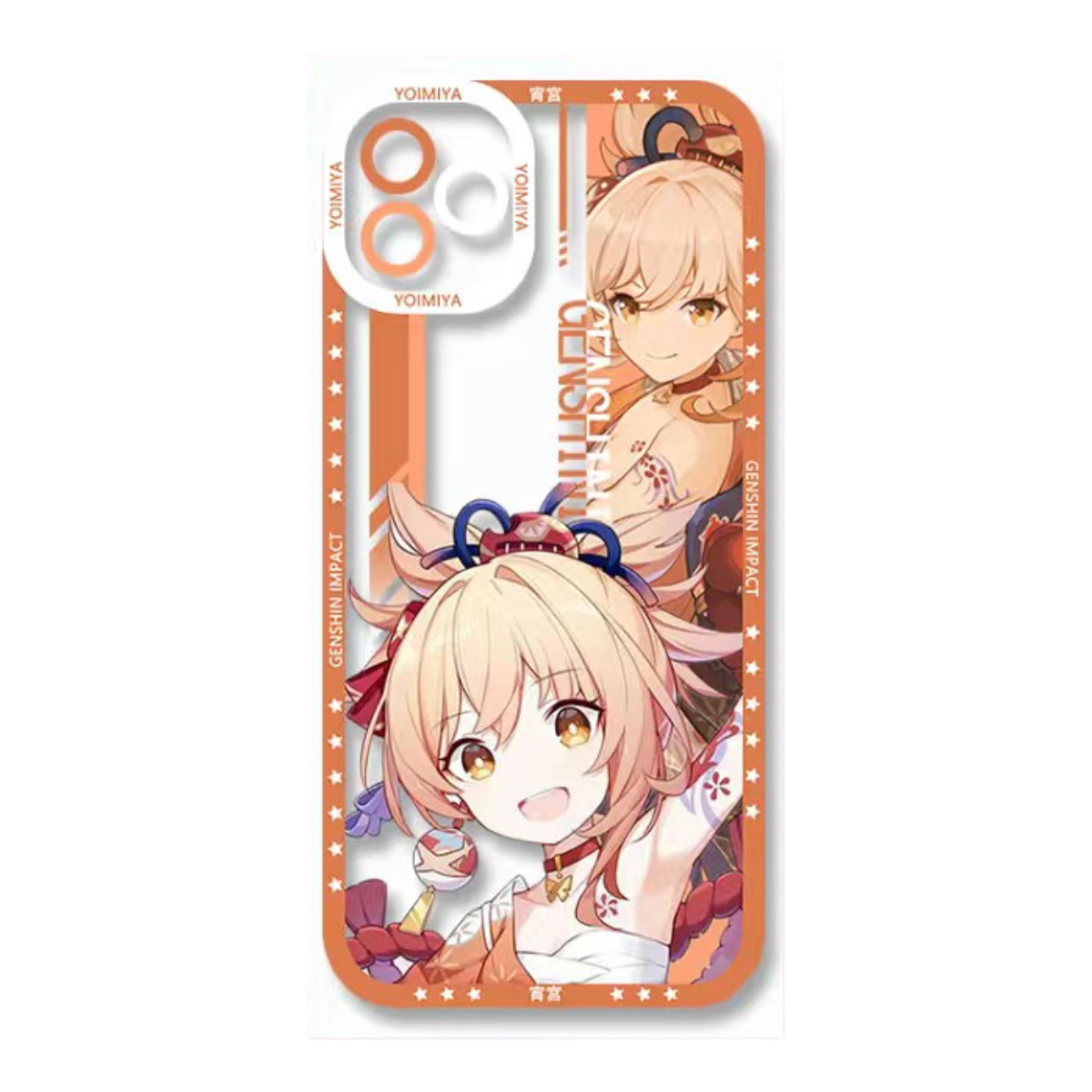 Yoimiya Genshin Impact Phone Case Laptop screen protector protective cover - Q Style Cute Anime Character Design - Transparent Silicone Full Camera Protection All Round Defense Non Slip Cover - Zllada