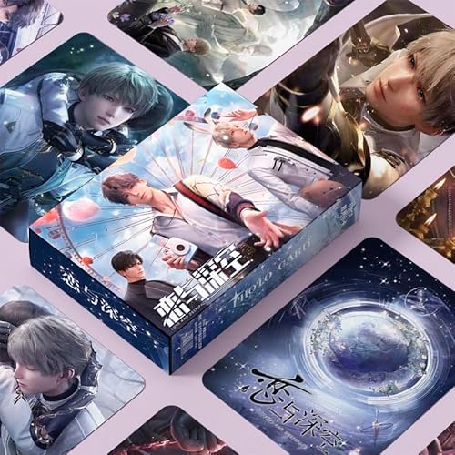 Love Deepspace Cards - 55-Piece Holographic Trading Collector Set with Scratch-Resistant Sleeves, Featuring Zayne, Xavier, Caleb Rafayel & Sylus