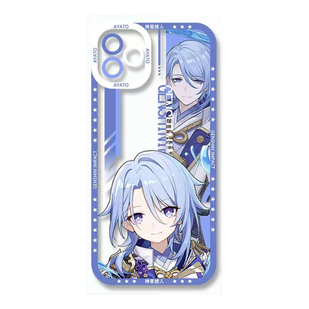 Ayato Genshin Impact Phone Case Laptop screen protector protective cover - Q Style Cute Anime Character Design - Transparent Silicone Full Camera Protection All Round Defense Non Slip Cover - Zllada