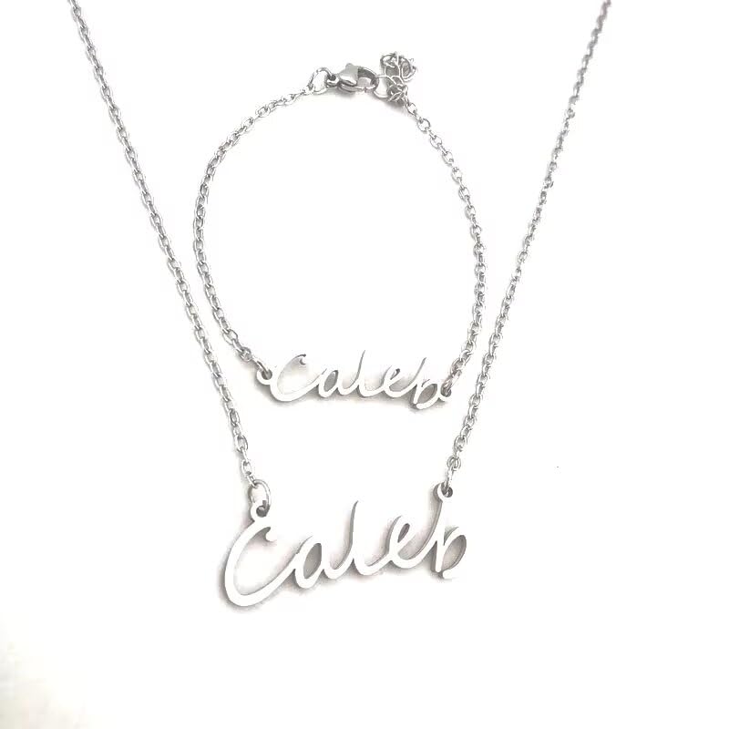 Love Deepspace Name Necklace & Bracelet Set - Titanium Steel English Chinese Letters Sylus Zayne Xavier Rafayel Caleb Charms - Anime Game Fan Gift
