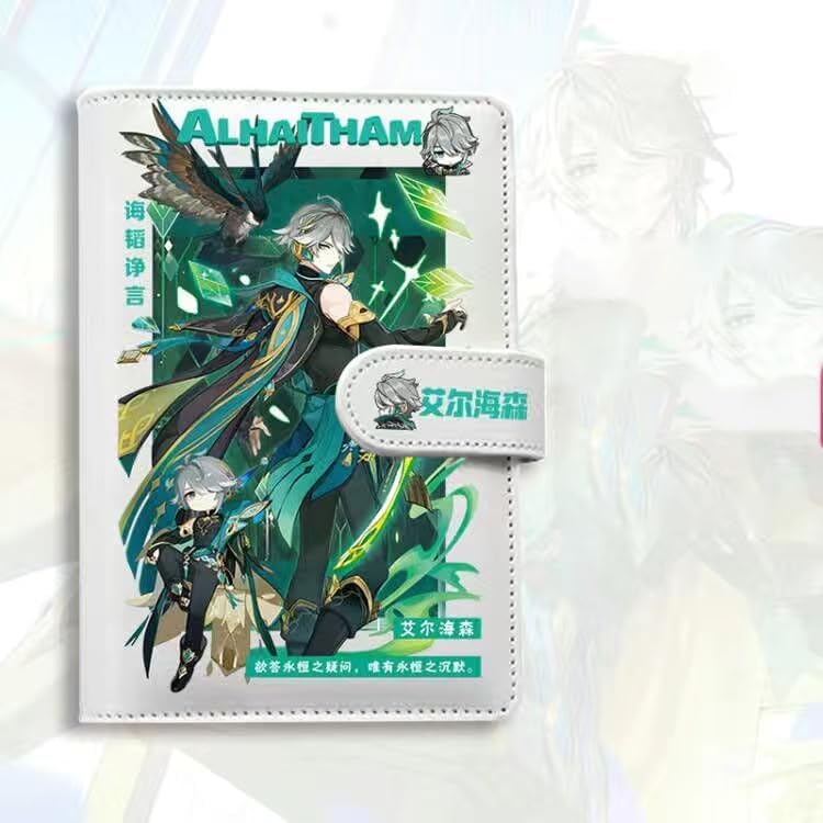 Alhaitham Genshin Impact Journal Planner - Anime Merch Game Figure - Stainless Steel Binder PU Leather 160 Pages with Magnetic Closure - Gift for Birthday Anniversary - Zllada