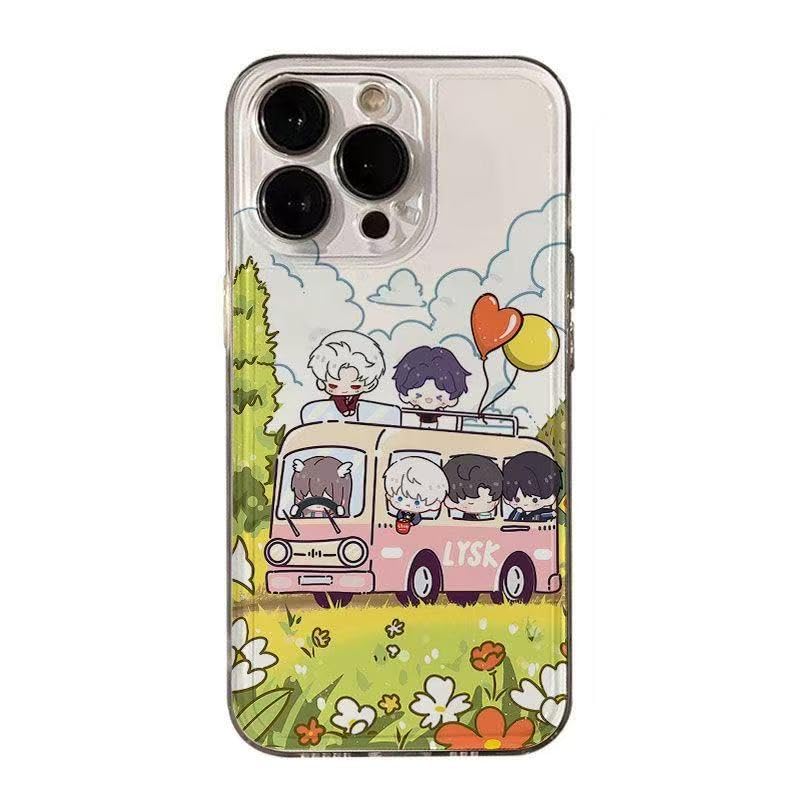 Love Deepspace Phone Cases -Compatible with iPhone 16/15/14/13/12/11 Series— Full Cast Cartoon Anime Style Featuring Sylus,Zayne, Xavier, Rafayel & Caleb Protective Cover - Zouven