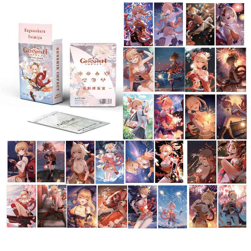 Genshin Impact Holographic Card Set - 50 Anime-Style Collectible Cards for Fans and Gamers - Game-Themed Merchandise - Zllada
