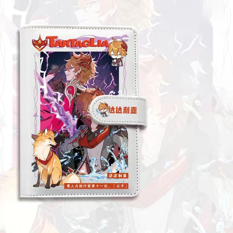 Tartaglia Genshin Impact Journal Planner - Anime Merch Game Figure - Stainless Steel Binder PU Leather 160 Pages with Magnetic Closure - Gift for Birthday Anniversary - Zllada