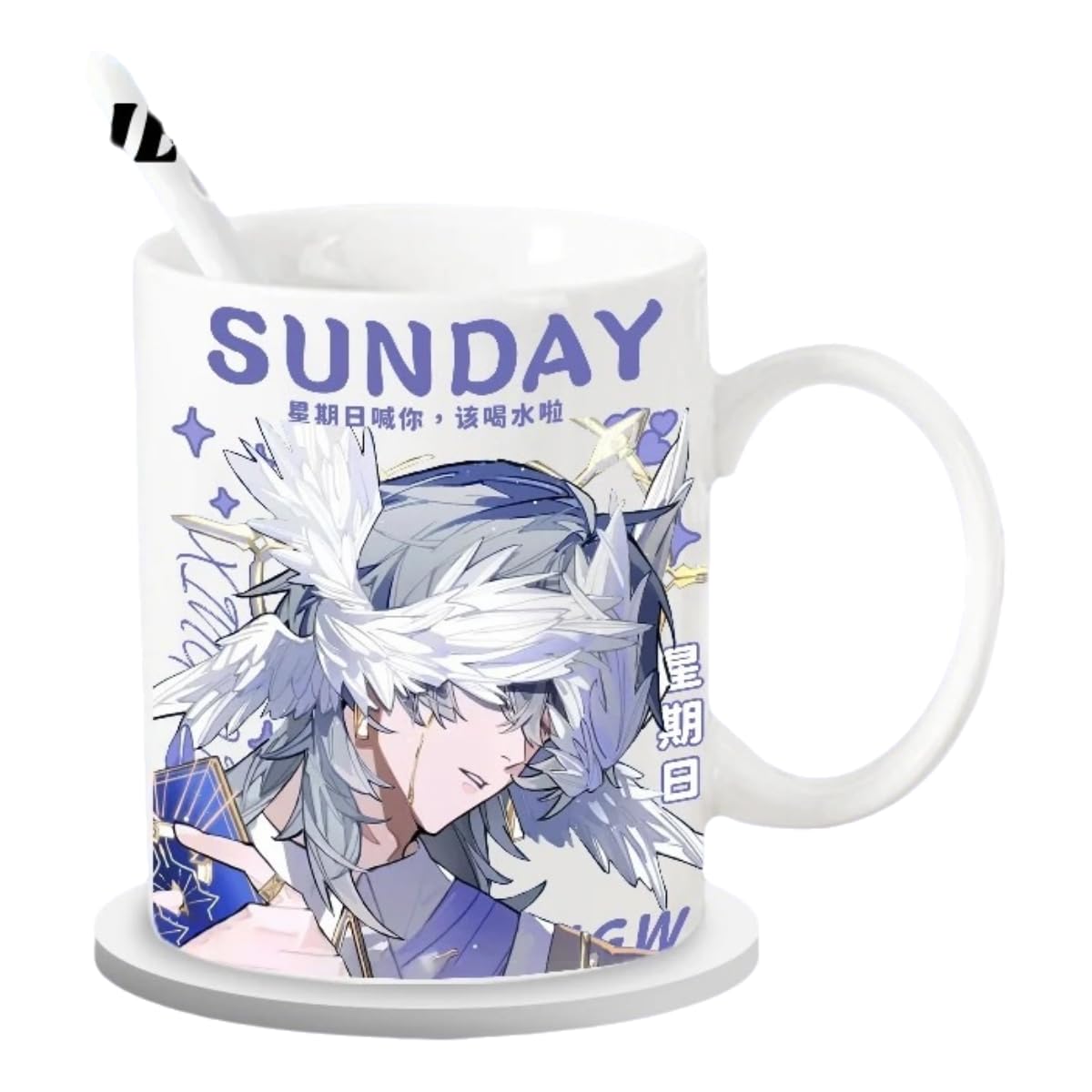 Star Rail Ceramic Mug - 330ml Handle Coffee Mug Cup Set with Spoon & Coaster Suitable for Offices, Homes, Indoor Settings- Gift for Anime Star Rail Fans