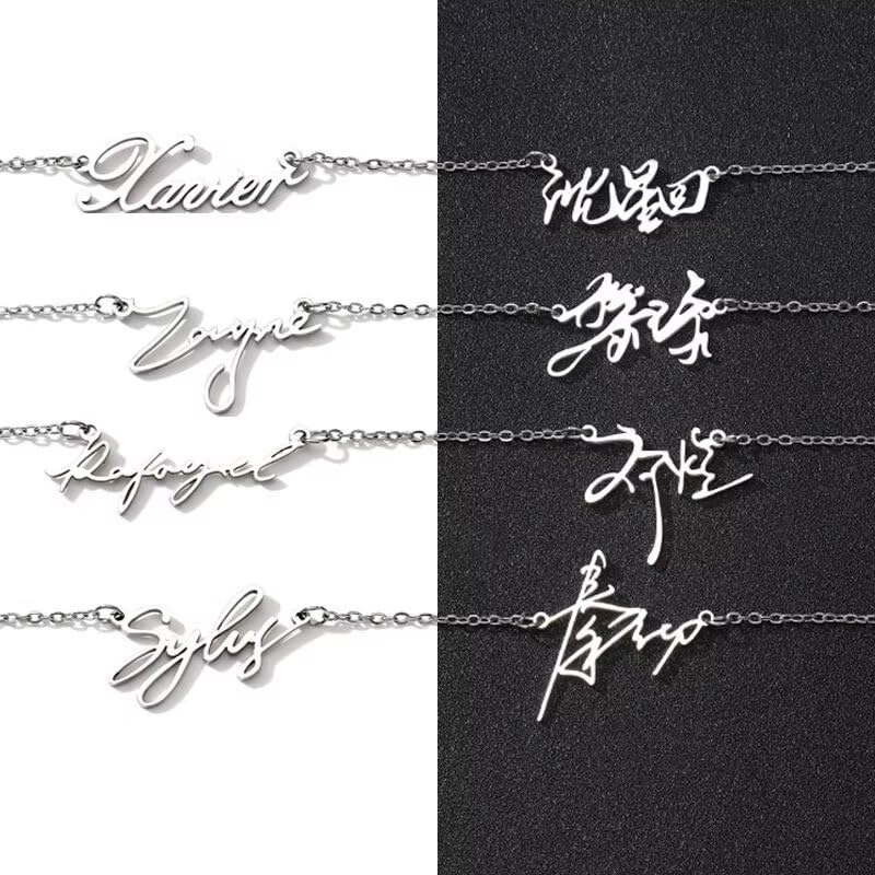 Love Deepspace Name Necklace & Bracelet Set - Titanium Steel English Chinese Letters Sylus Zayne Xavier Rafayel Caleb Charms - Anime Game Fan Gift