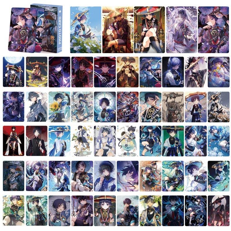Genshin Impact Holographic Card Set - 50 Anime-Style Collectible Cards for Fans and Gamers - Game-Themed Merchandise - Zllada