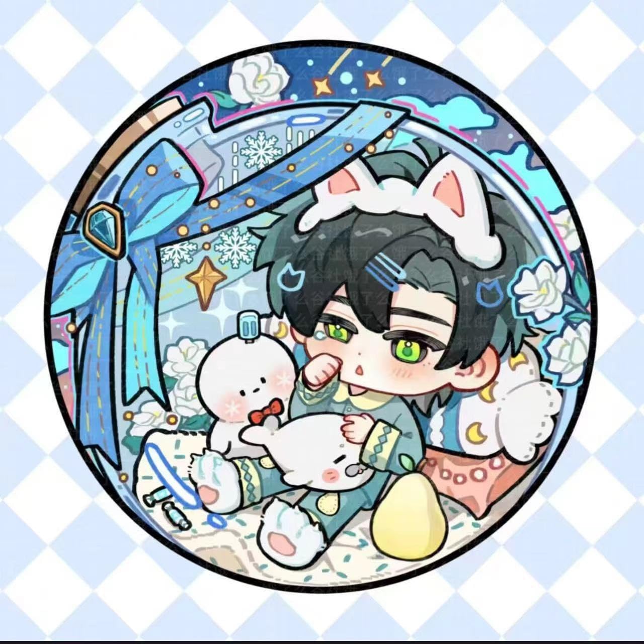 Love and Deepspace Badge Set - 58mm 5 Pcs with 5 Character Cute Cartoon Style - Zayne, Xavier, Rafayel, Sylus, Caleb - Brooch for Ita Bag Decoration - Zllada
