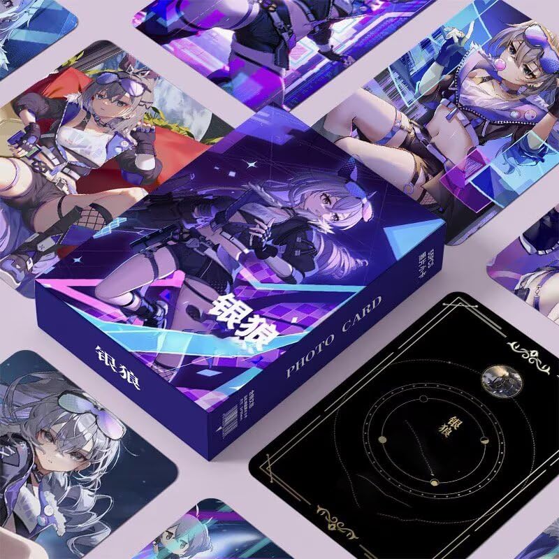 Zllada Honkai Star Rail Holographic Card Set - 55-Piece Holographic Trading Collector Set with Scratch-Resistant Sleeves for Fans and Gamers