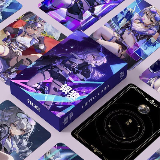 Silver Wolf Honkai Star Rail Card Merch Set - 50 Pcs Holographic Cards with Scratch-Resistant Sleeves for Fans and Gamers - Zllada