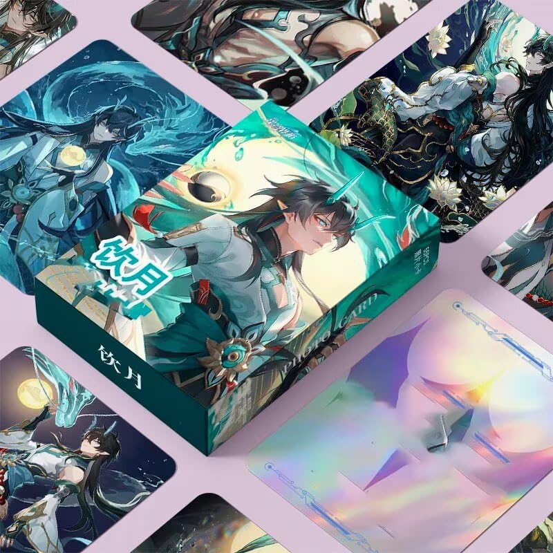 Zllada Honkai Star Rail Holographic Card Set - 55-Piece Holographic Trading Collector Set with Scratch-Resistant Sleeves for Fans and Gamers