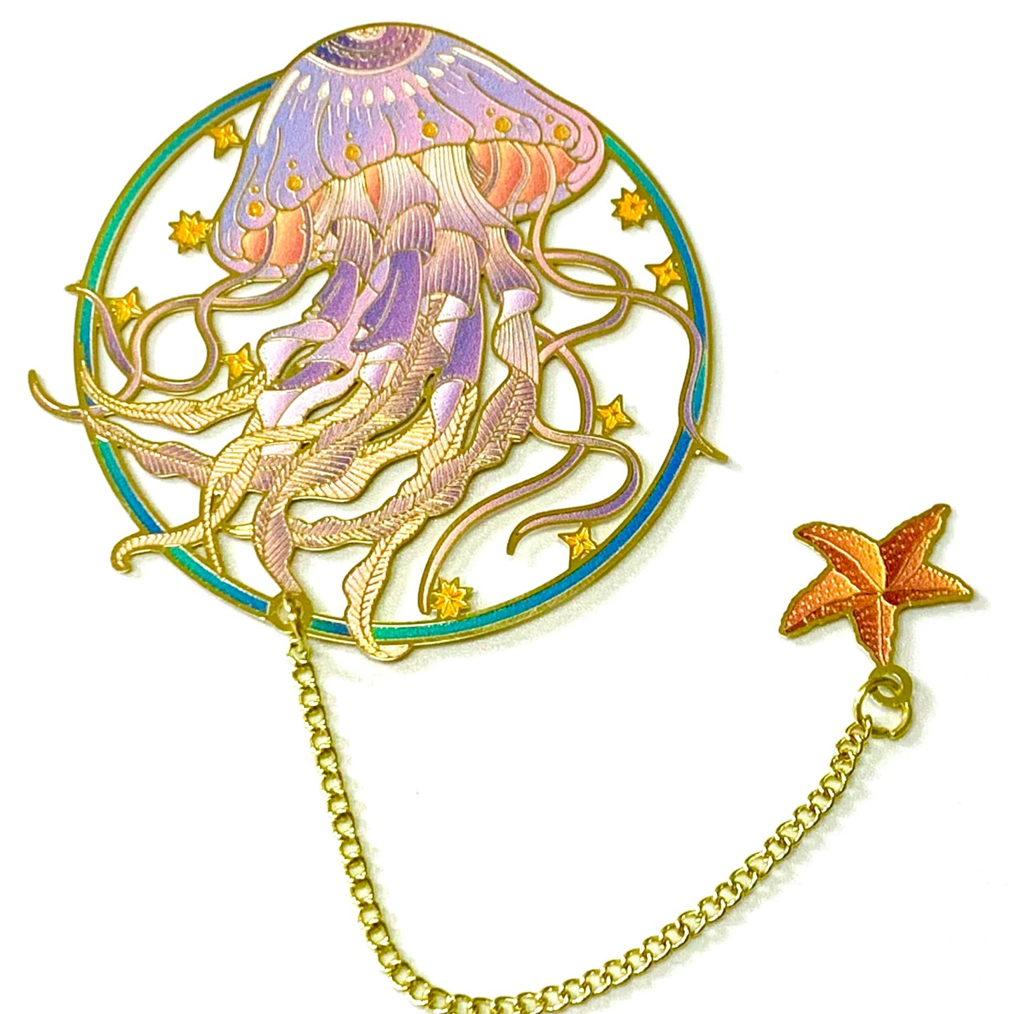 Zllada Colorful Peacock Stainless Steel Hollow Bookmark