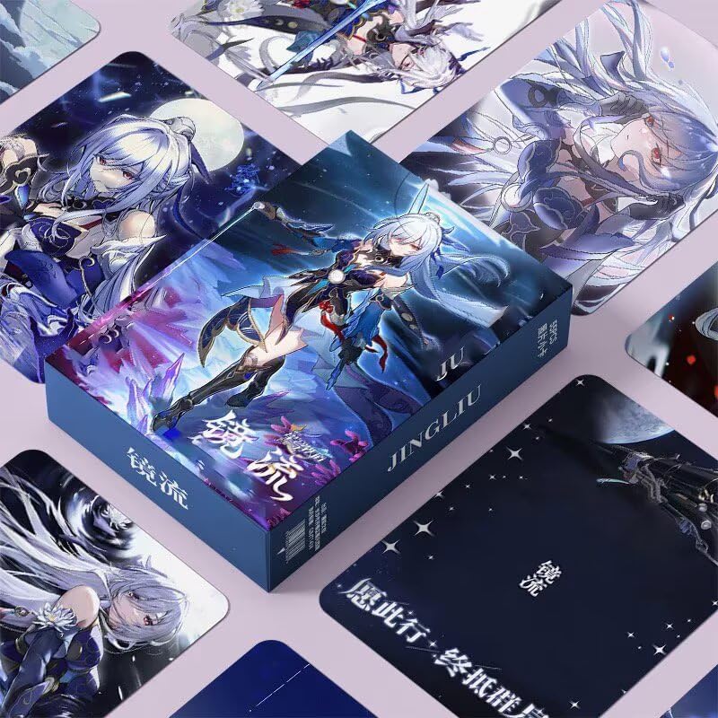 Zllada Honkai Star Rail Holographic Card Set - 55-Piece Holographic Trading Collector Set with Scratch-Resistant Sleeves for Fans and Gamers