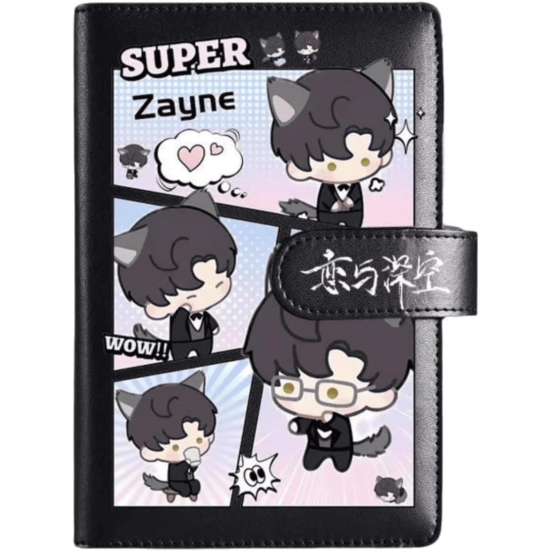 Black Love Deepspace Planner Journal - Blue A6 PU Leather Binder with 80 Sheets (160 Pages) Grid Lines - Chibi Design for Fitness Daily Plans Fan Gifts - Zllada