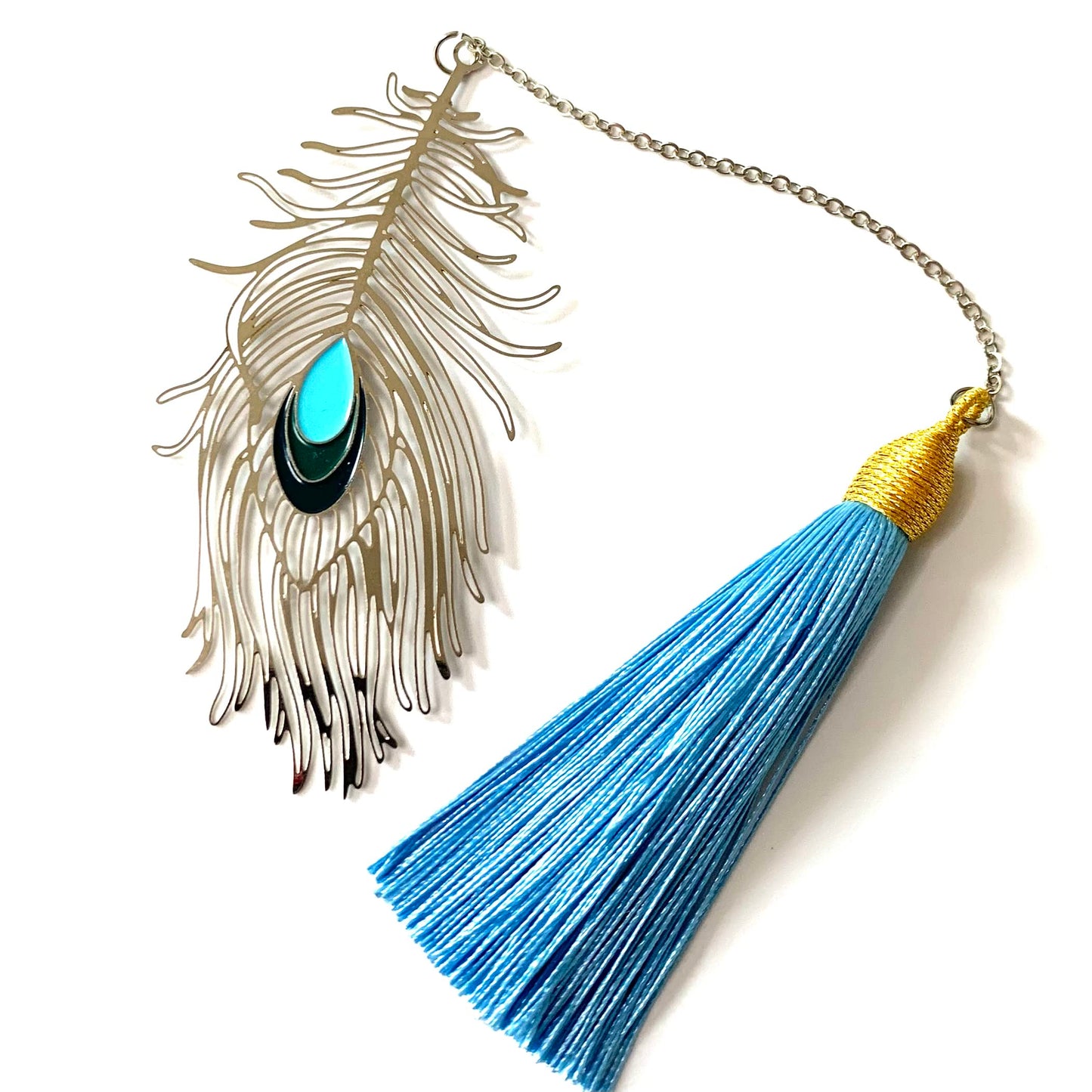 Zllada Colorful Peacock Stainless Steel Hollow Bookmark