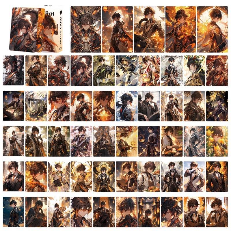 Genshin Impact Holographic Card Set - 50 Anime-Style Collectible Cards for Fans and Gamers - Game-Themed Merchandise - Zllada