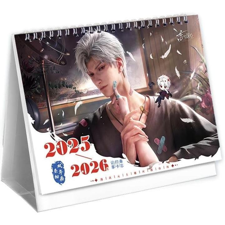 Love and Deepspace Calendar 2025-2026 Two-Year Desk Organizer - Anime Character Designs Thick Glossy Paper - Stylish Desktop Gift for Fans -Zllada