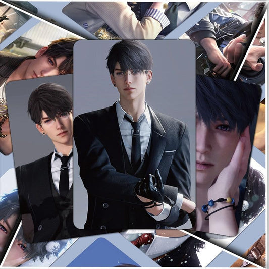 Love Deepspace Cards - 55-Piece Holographic Trading Collector Set with Scratch-Resistant Sleeves, Featuring Zayne, Xavier, Caleb Rafayel & Sylus