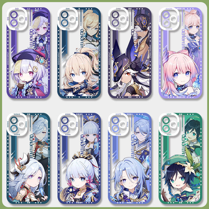 Zhongli Genshin Impact Phone Case Laptop screen protector protective cover - Q Style Cute Anime Character Design - Transparent Silicone Full Camera Protection All Round Defense Non Slip Cover - Zllada