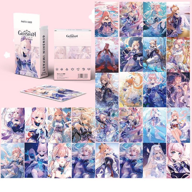 Genshin Impact Holographic Card Set - 50 Anime-Style Collectible Cards for Fans and Gamers - Game-Themed Merchandise - Zllada