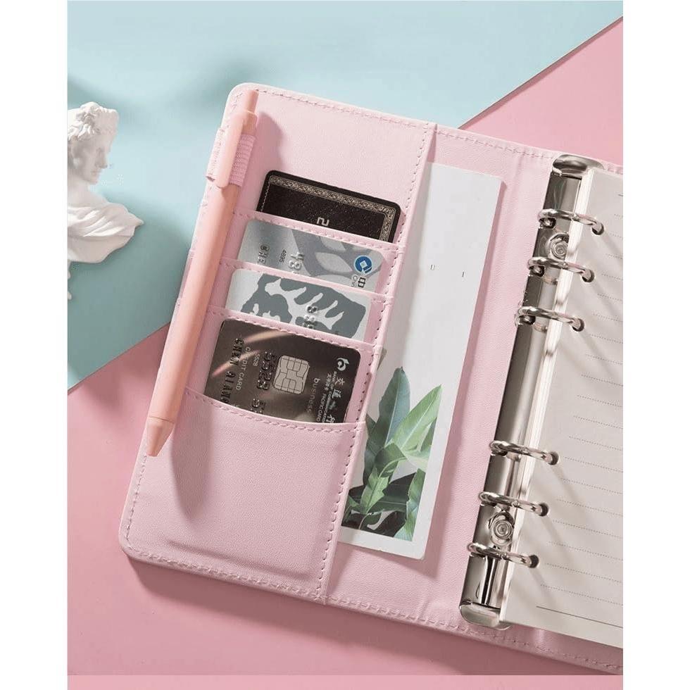 Pink Love and Deepspace Planner Journal - Blue A6 PU Leather Binder with 80 Sheets (160 Pages) Grid Lines - Chibi Design for Fitness Daily Plans Fan Gifts - Zllada