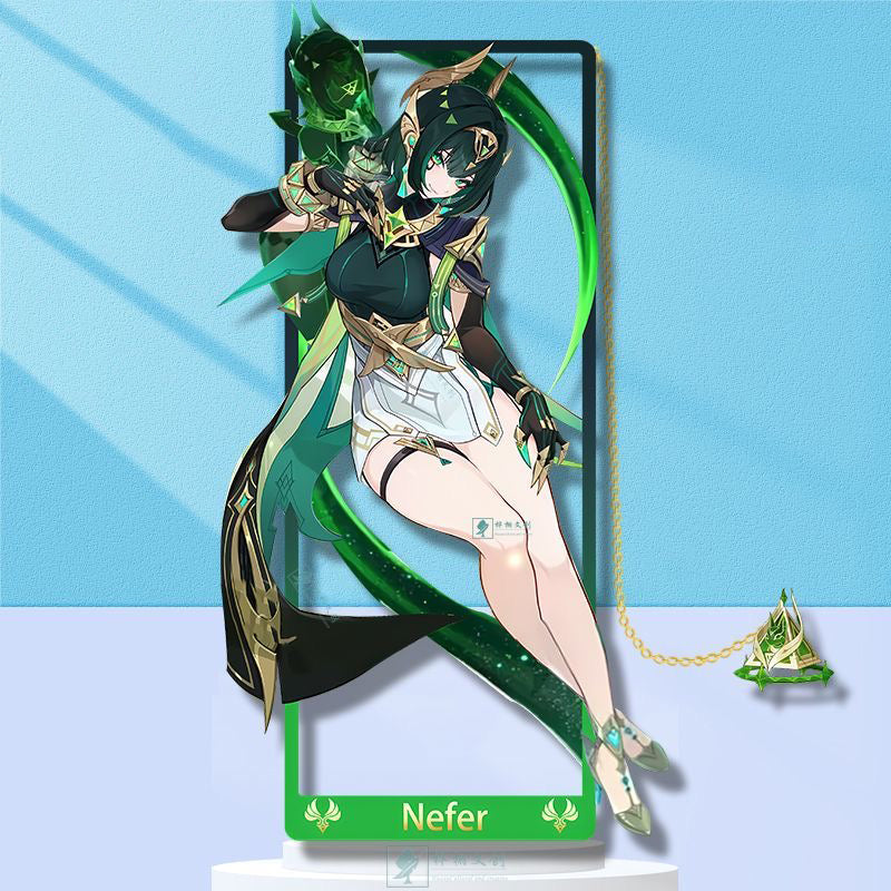Segnalibro in metallo ambrato Genshin Impact - Merchandising di personaggi anime con scatola espositiva 3D - Regali di compleanno per fan, amici, giocatori, amanti dei libri - Zllada