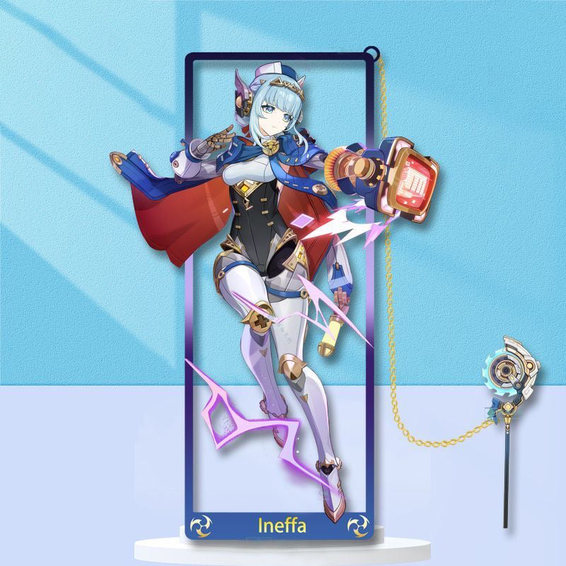 Segnalibro in metallo ambrato Genshin Impact - Merchandising di personaggi anime con scatola espositiva 3D - Regali di compleanno per fan, amici, giocatori, amanti dei libri - Zllada