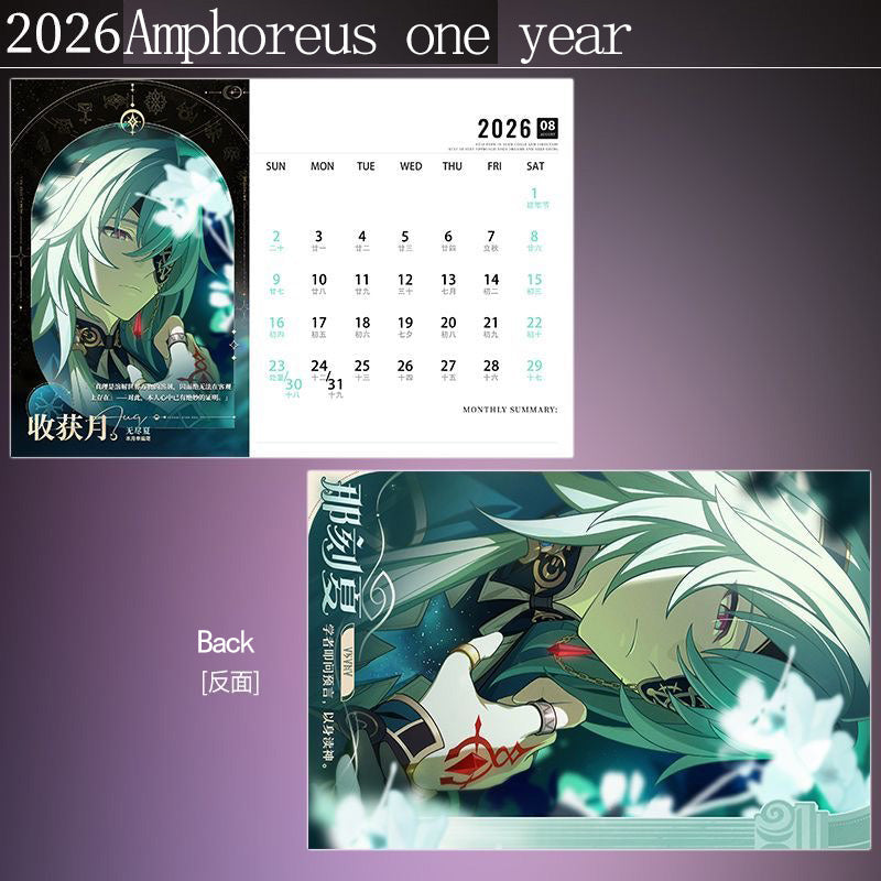 Calendario da tavolo Honkai Star Rail Acheron - Calendario annuale 2025 Anime Merch Game Figure - Regalo per Capodanno - Zllada