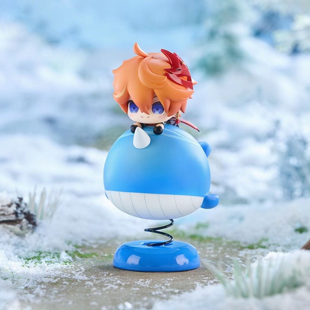 (Pre-order: Shipped within 7 days)Chibi Tartaglia Shaker Figurine Genshin Figurines Desk & Car Ornament - Anime Chibi Bobble with 50 Stickers Gift - Zllada