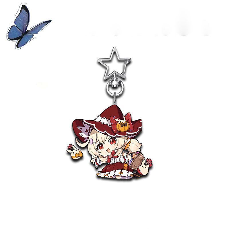 Genshin Star-shaped button keychain Merch - 5cm Double-Sided Acrylic Keychain - High-Definition Printing