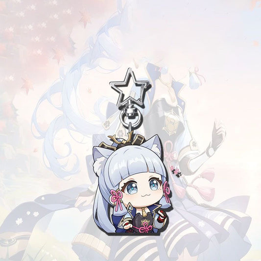 Ayaka Genshin Star-shaped button keychain Merch - 5cm Double-Sided Acrylic Keychain - High-Definition Printing