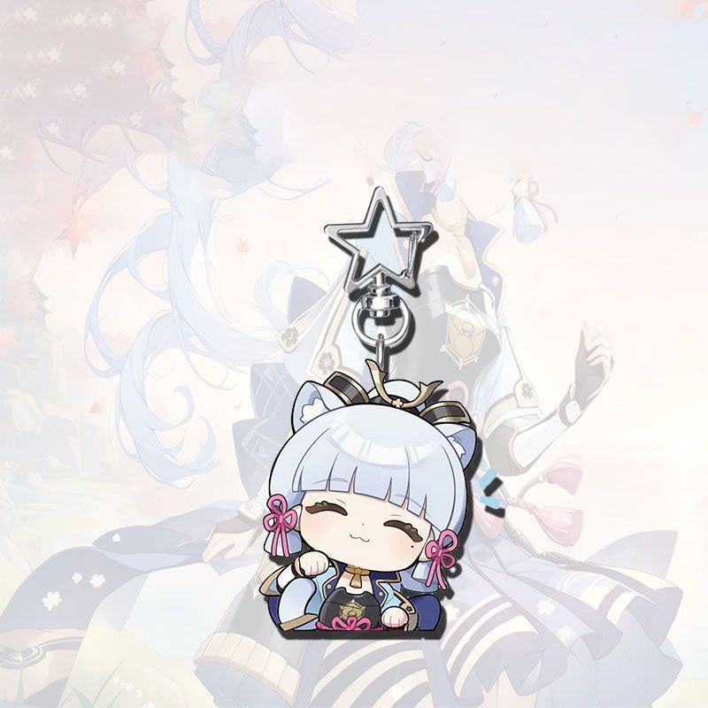 Ayaka Genshin Star-shaped button keychain Merch - 5cm Double-Sided Acrylic Keychain - High-Definition Printing