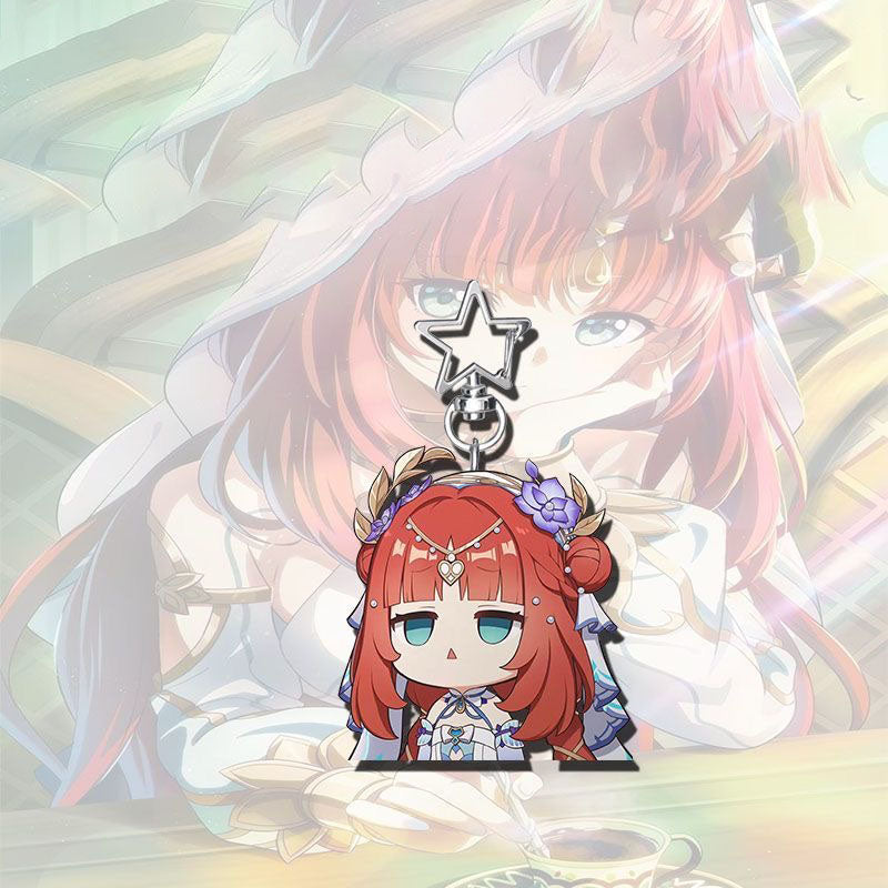 Nilou Genshin Star-shaped button keychain Merch - 5cm Double-Sided Acrylic Keychain - High-Definition Printing