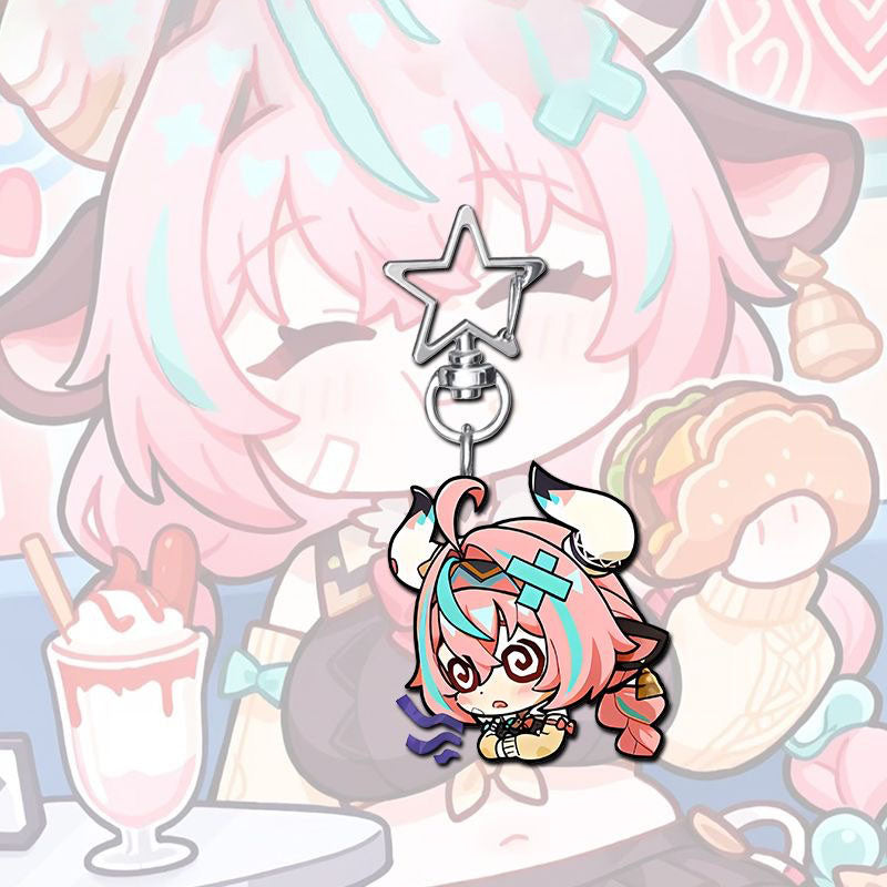 Varesa Genshin Star-shaped button keychain Merch - 5cm Double-Sided Acrylic Keychain - High-Definition Printing