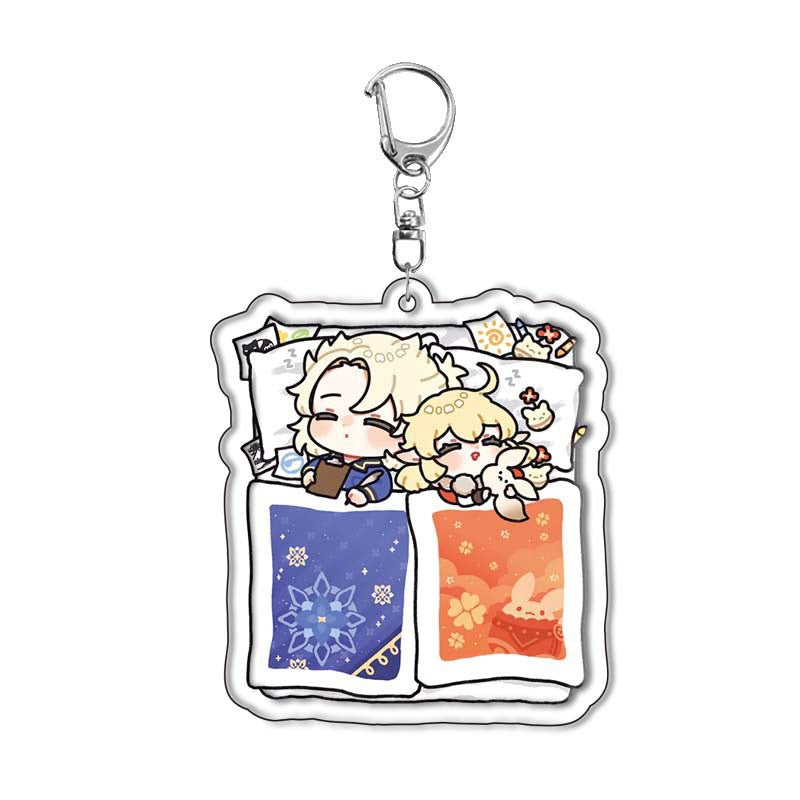Genshin Quilt-Shaped Design keychain Merch - 5cm Double-Sided Acrylic Keychain - High-Definition Printingn