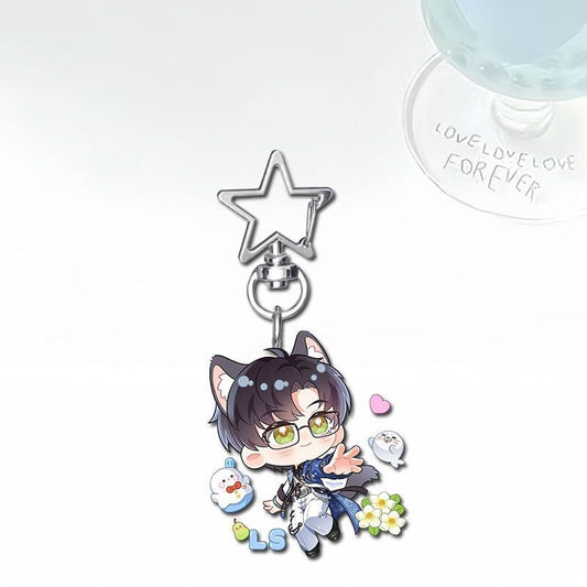 Xavier Caleb Love Deepspace Star-shaped button keychain Merch - 5cm Double-Sided Acrylic Keychain - Zayne, Xavier, Rafayel, Sylus,Caleb