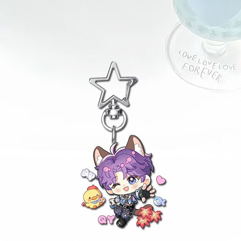 Xavier Caleb Love Deepspace Star-shaped button keychain Merch - 5cm Double-Sided Acrylic Keychain - Zayne, Xavier, Rafayel, Sylus,Caleb