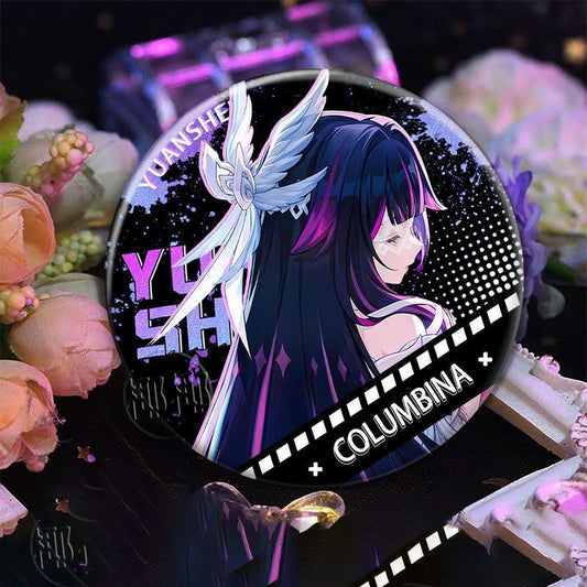 Columbina Nefer Nicole Alice Genshin Character Pin Badges - 58mm Refrigerator Magnet Anime Game Merch Gift for Fans and Students - Zllada