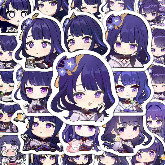 60 PCS Raiden Shogun Genshin Stickers - Anime Fan Gifts -Zllada