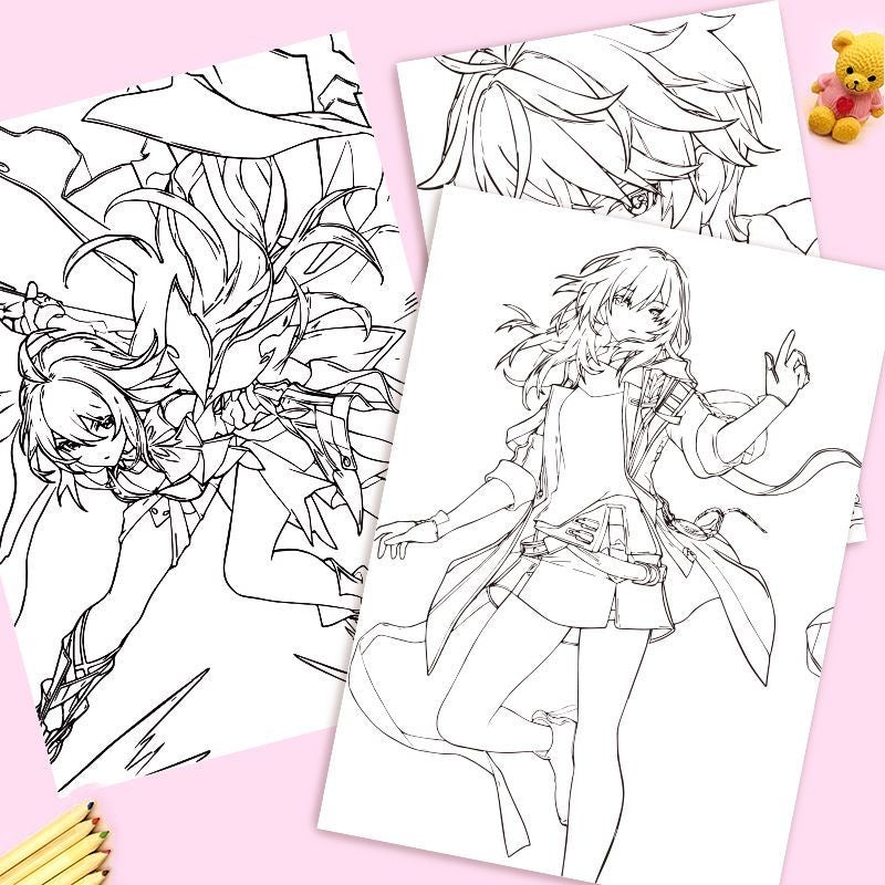 Honkai Star Rail Coloring Book - Anime Merchandise Tracing and Sketch Book - 30 Pages of Line Art - Hand-Drawn Anime Characters Sketchbook - Gift for Game Merch Fans - Zllada