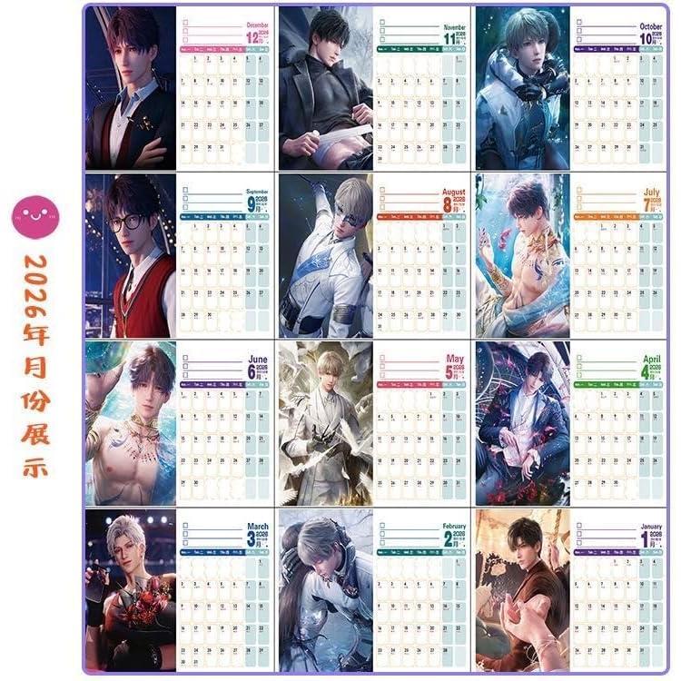 Love and Deepspace Calendar 2025-2026 Two-Year Desk Organizer - Anime Character Designs Thick Glossy Paper - Stylish Desktop Gift for Fans -Zllada