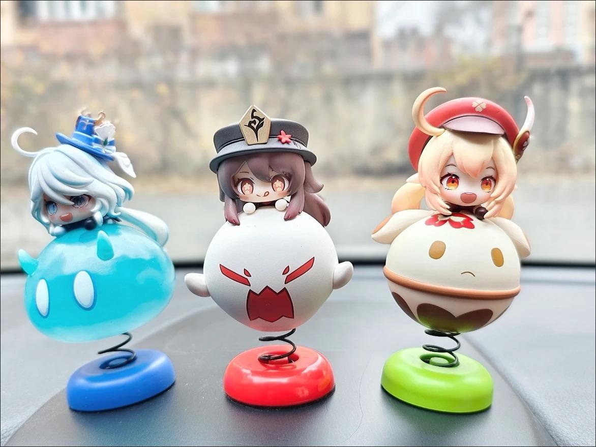 Furina Hu Tao Klee Genshin Impact Figurines Desk Car Ornament - Anime Chibi Bobble - Zllada