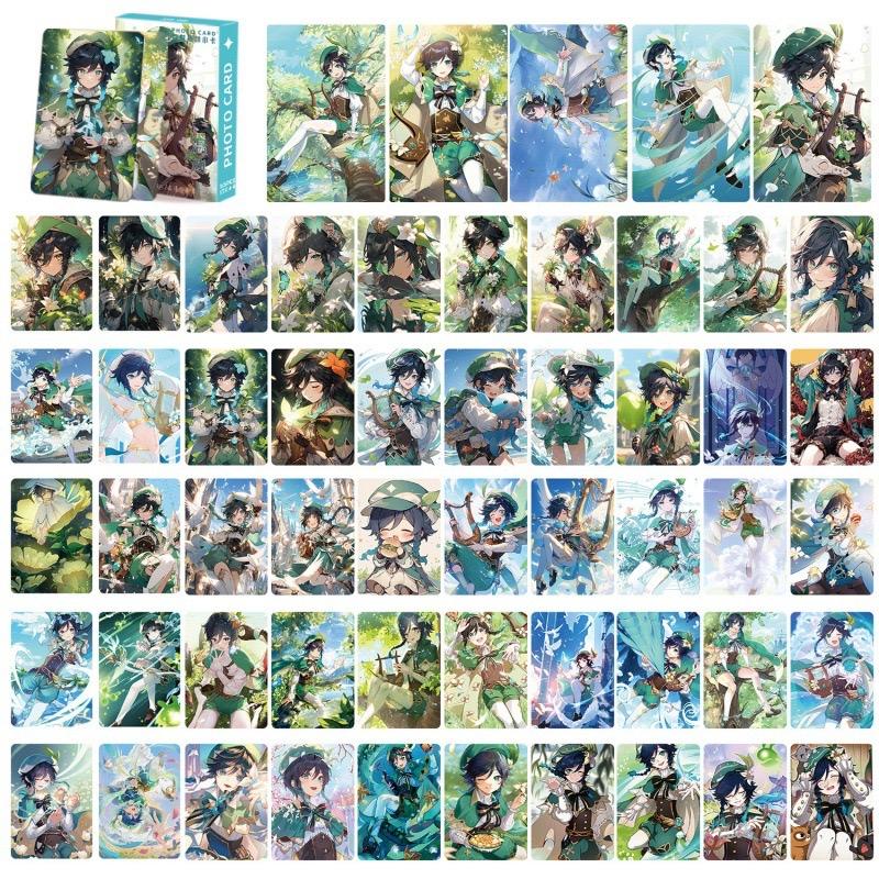 Genshin Impact Holographic Card Set - 50 Anime-Style Collectible Cards for Fans and Gamers - Game-Themed Merchandise - Zllada
