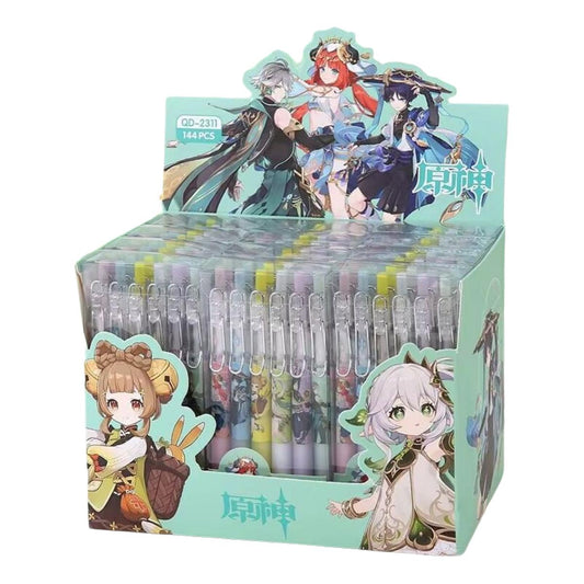 Genshin Gel Pens - Black 6 Styles 12-Piece Set with 10 Refills - HuTao Ganyu YaeMiko Beelzebul Ayaka Nahida - Gift for Fans - Zllada