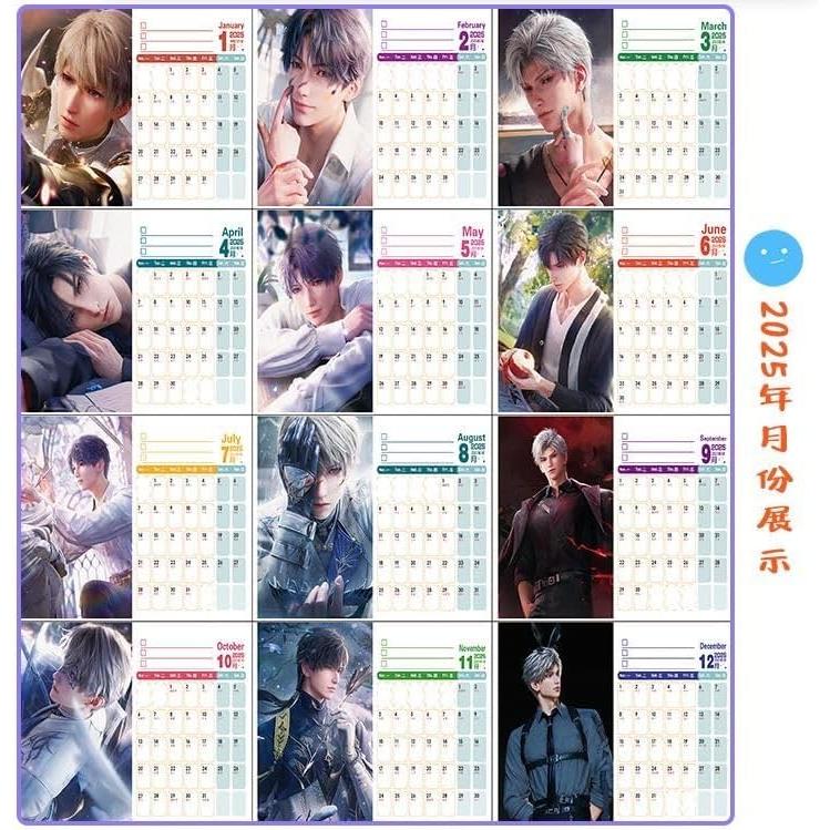 Love and Deepspace Calendar 2025-2026 Two-Year Desk Organizer - Anime Character Designs Thick Glossy Paper - Stylish Desktop Gift for Fans -Zllada
