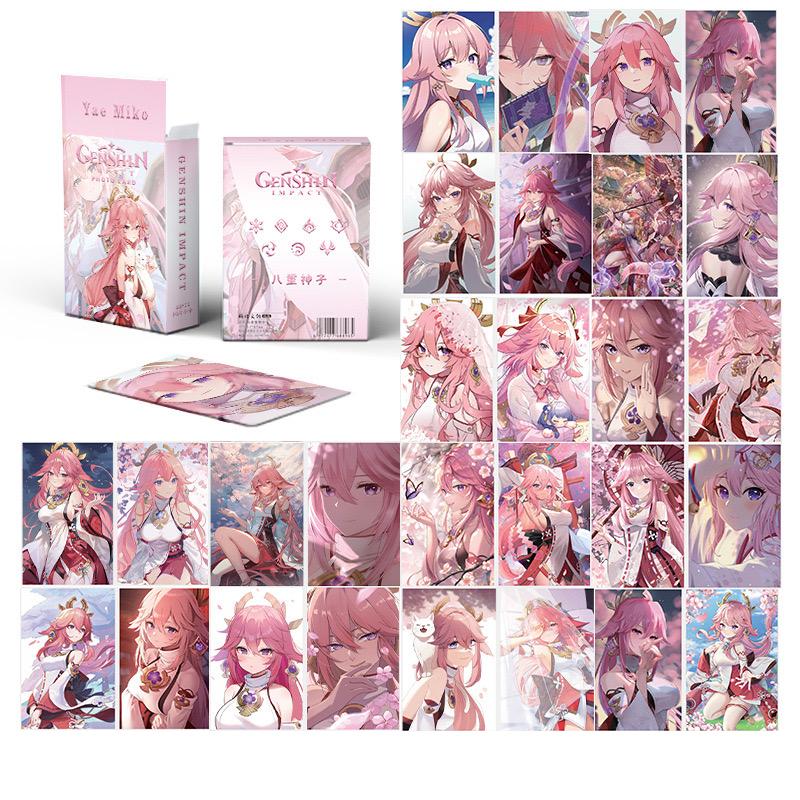 Genshin Impact Holographic Card Set - 50 Anime-Style Collectible Cards for Fans and Gamers - Game-Themed Merchandise - Zllada