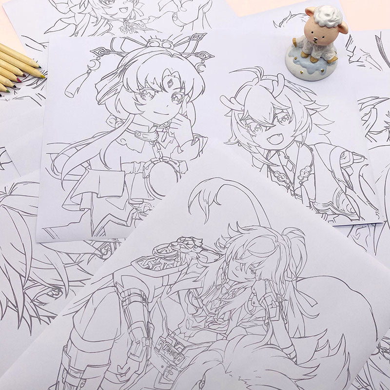 Honkai Star Rail Coloring Book - Anime Merchandise Tracing and Sketch Book - 30 Pages of Line Art - Hand-Drawn Anime Characters Sketchbook - Gift for Game Merch Fans - Zllada