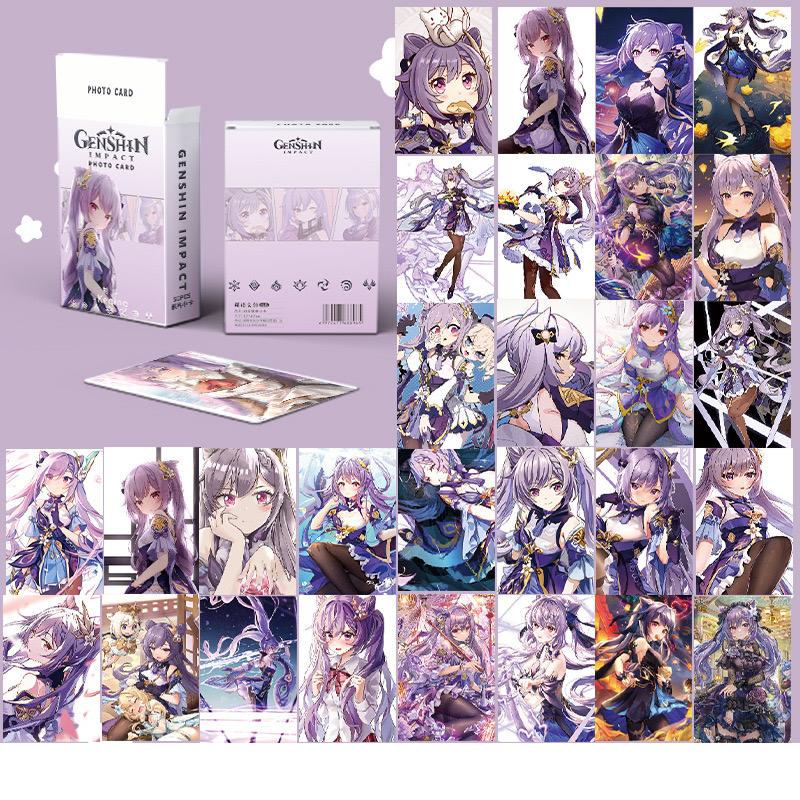 Genshin Impact Holographic Card Set - 50 Anime-Style Collectible Cards for Fans and Gamers - Game-Themed Merchandise - Zllada