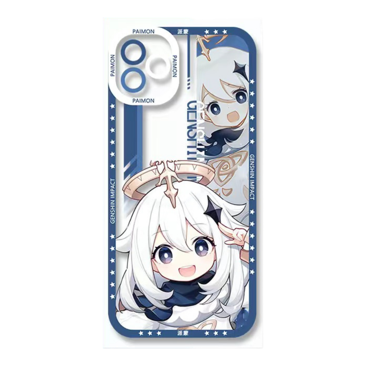 Paimon Genshin Impact Phone Case Laptop screen protector protective cover - Q Style Cute Anime Character Design - Transparent Silicone Full Camera Protection All Round Defense Non Slip Cover - Zllada